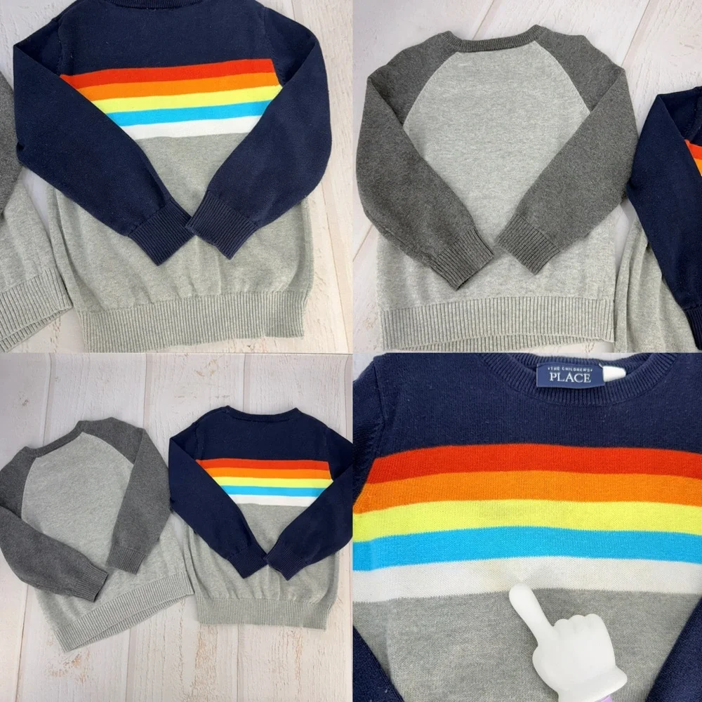 Children’s Place 2pc Sweater Bundle Emoji Rainbow Boys 3T‎